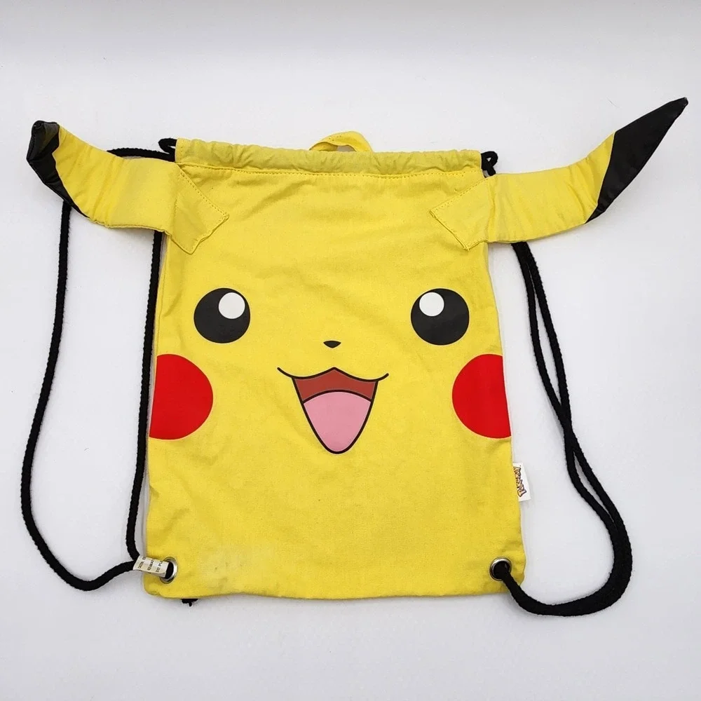 Pokemon Pikachu Drawstring Backpack Bag 2011 Nintendo Yellow Character Sack